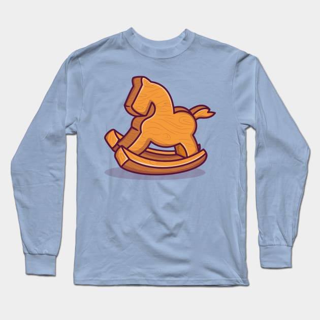 Wooden Horse Cartoon Long Sleeve T-Shirt by Catalyst Labs